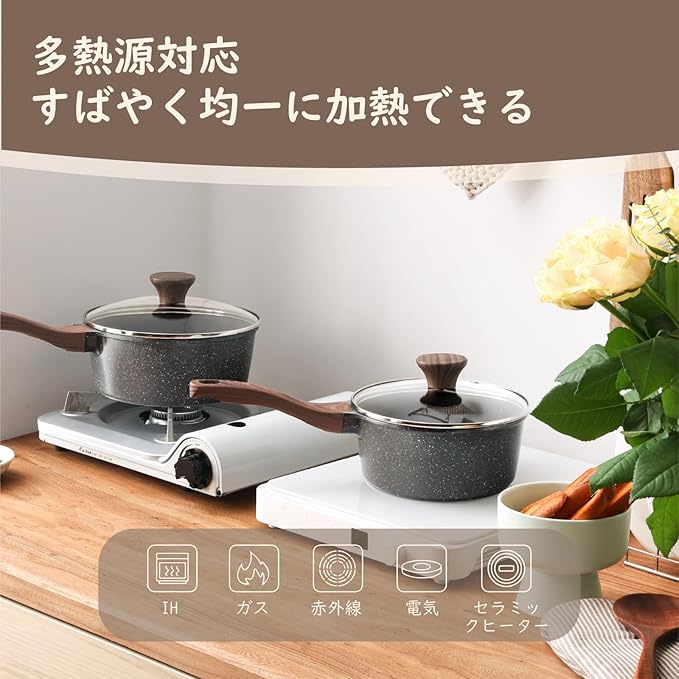 平型調理鍋 ガス・IH両対応フラット鍋 焼き物、炒め物、煮物など多彩な調理に対応 表面が滑らかでお手入れ簡単な毎日使えるキッチン器具