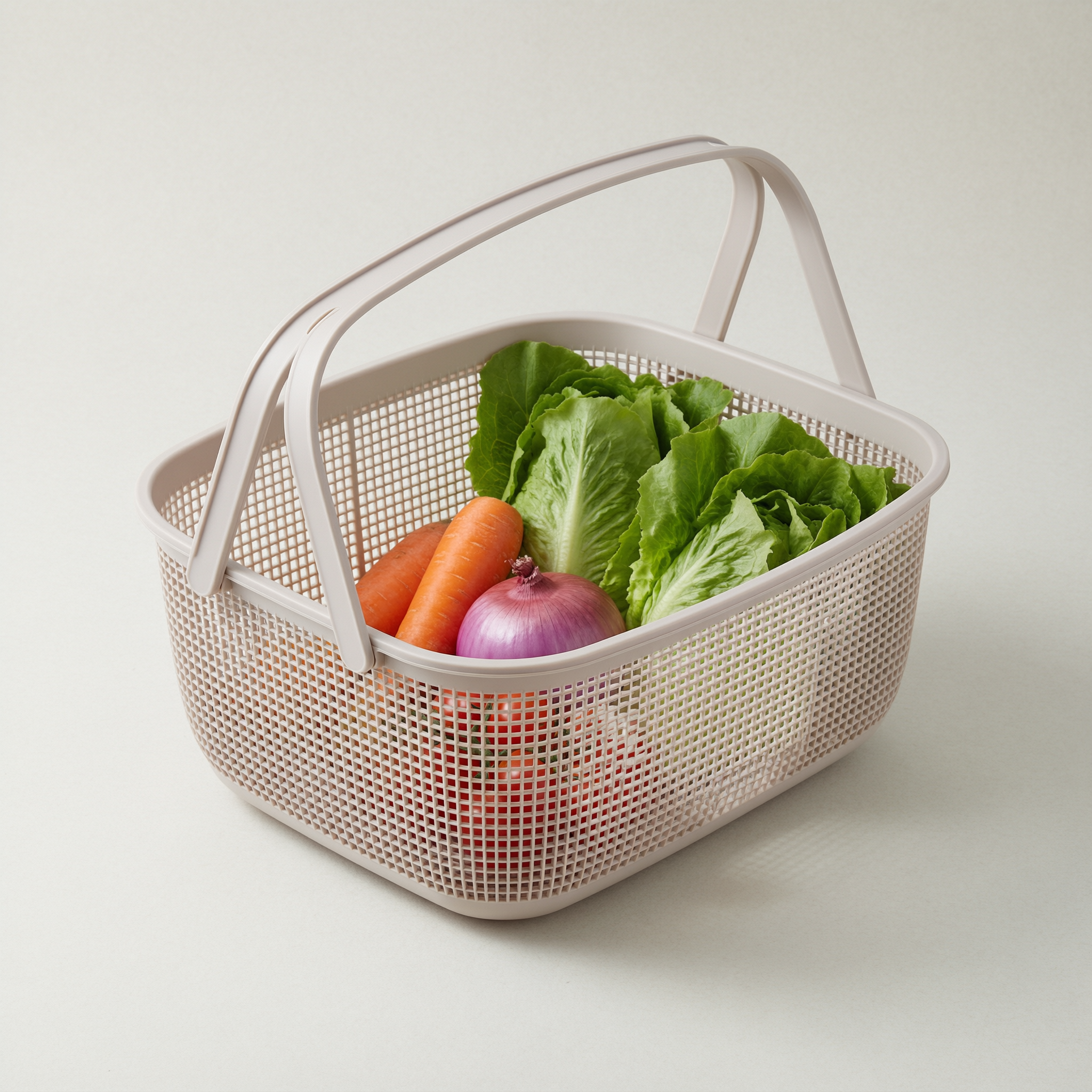 キッチン野菜カゴ 持ち手付き通気型野菜収納カゴ 台所の食材整理に便利 複数種類の野菜果物を分けて保管できる収納雑貨