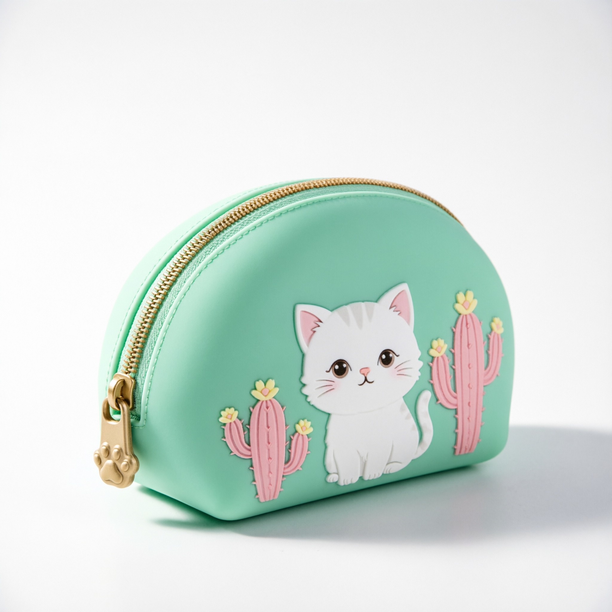 花猫仙人掌化妆包，可爱动物化妆品